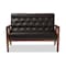 Baxton Studio Sorrento Brown Faux Leather Upholstered Wooden 2-seater Loveseat 122-6768 - alternate 1
